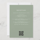 Sage Green Floral Crest Monogram Huwelijk QR Code Kaart (Achterkant)