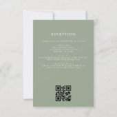 Sage Green Floral Crest Monogram Huwelijk QR Code Kaart (Achterkant)