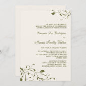 Sage Green Floral Decal Invitation Kaart (Voorkant / Achterkant)