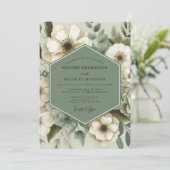 Sage Green Floral Elegance Wedding Kaart (Staand voorkant)