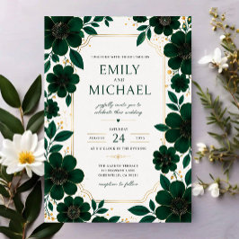 Sage Green Floral Elegant Botanical Greenery Gold Acryl Uitnodigingen