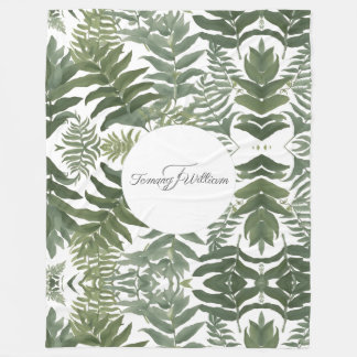 Sage Green Floral Elegant Fleece Deken