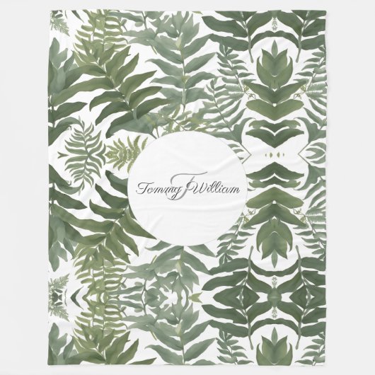 Sage Green Floral Elegant Fleece Deken (Voorkant)