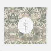 Sage Green Floral Elegant Fleece Deken (Voorkant (Horizontaal))