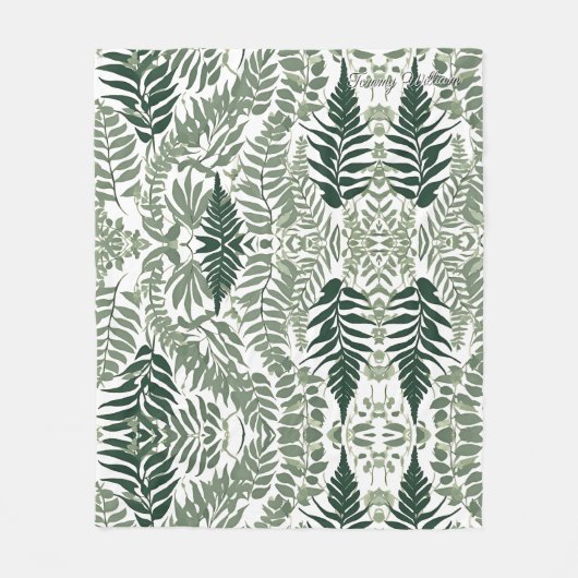 Sage Green Floral Elegant Fleece Deken (Voorkant)