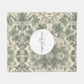 Sage Green Floral Elegant Fleece Deken (Voorkant (Horizontaal))