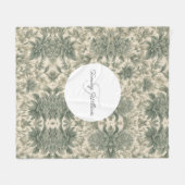 Sage Green Floral Elegant Fleece Deken (Voorkant (Horizontaal))