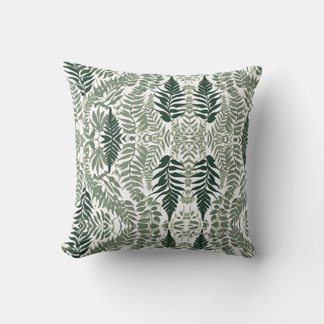 Sage Green Floral Elegant Kussen (Voorkant)
