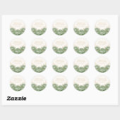 Sage Green Floral Elegant Quinceanera Ronde Sticker (Vel)
