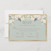 Sage Green Floral Elegant Script Weddding RSVP Kaartje (Voorkant)
