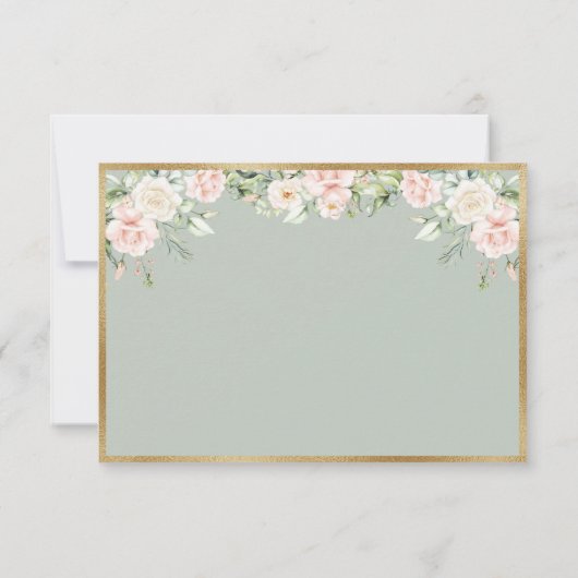 Sage Green Floral Elegant Script Weddding RSVP Kaartje (Achterkant)