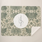 Sage Green Floral Elegant Sherpa Deken (Voorkant (horizontaal))