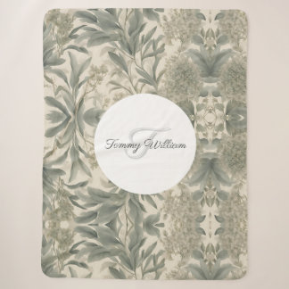 Sage Green Floral Elegant Sherpa Deken