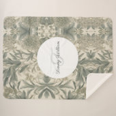 Sage Green Floral Elegant Sherpa Deken (Voorkant (horizontaal))