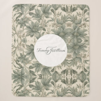 Sage Green Floral Elegant Sherpa Deken