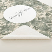 Sage Green Floral Elegant Sherpa Deken (3/4)