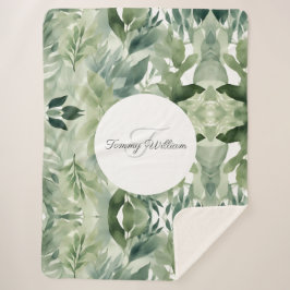 Sage Green Floral Elegant Sherpa Deken