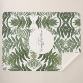 Sage Green Floral Elegant Sherpa Deken (Voorkant (horizontaal))