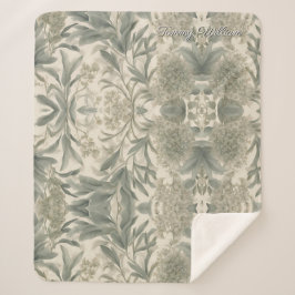 Sage Green Floral Elegant Sherpa Deken