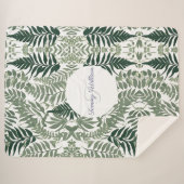 Sage Green Floral Elegant Sherpa Deken (Voorkant (horizontaal))