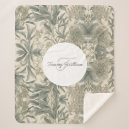 Sage Green Floral Elegant Sherpa Deken