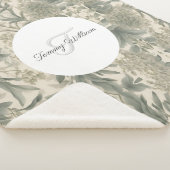 Sage Green Floral Elegant Sherpa Deken (3/4)