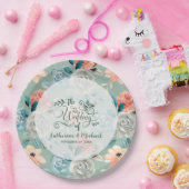 Sage Green Floral Elegant Wedding Calligraphy Papieren Bordje (Feest)