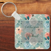 Sage Green Floral Elegant Wedding Calligraphy Sleutelhanger (Voorkant)