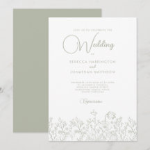 Sage Green Floral Elegant Wildflowers Wedding