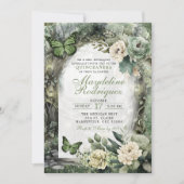 Sage Green Floral Enchanted Forest Quinceanera Kaart (Voorkant)