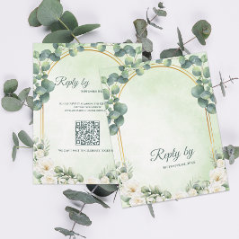Sage Green Floral Eucalyptus Botanical Wedding RSVP Kaartje