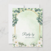 Sage Green Floral Eucalyptus Botanical Wedding RSVP Kaartje (Voorkant)