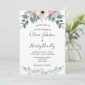 Sage Green Floral Eucalyptus Greenery Wedding I Kaart (Staand voorkant)