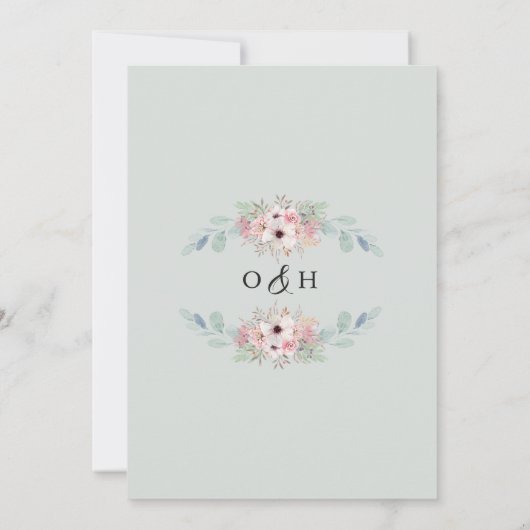 Sage Green Floral Eucalyptus Greenery Wedding I Kaart (Achterkant)