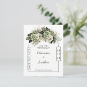 Sage Green Floral Eucalyptus Save the Date | Kaart (Staand voorkant)