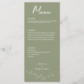 Sage Green Floral Formele Elegante Huwelijk Menu