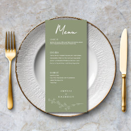 Sage Green Floral Formele Elegante Huwelijk Menu