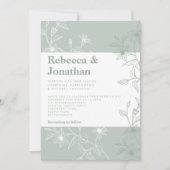 Sage Green Floral Foto Wedding Kaart (Voorkant)