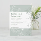 Sage Green Floral Foto Wedding Kaart (Staand voorkant)