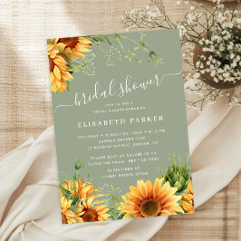 Sage green floral garden bridal shower kaart