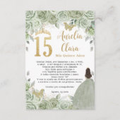 Sage Green Floral Gold Quinceañera 15 Gebed Kaart (Voorkant)