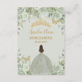 Sage Green Floral Gold Quinceañera 15 Gebed Kaart (Achterkant)