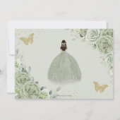 Sage Green Floral Gold Quinceanera Sweet Sixteen Save The Date (Achterkant)