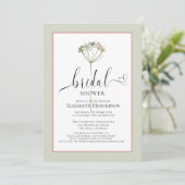 Sage Green Floral Heart Script Vrijgezellenfeest Kaart (Staand voorkant)