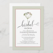 Sage Green Floral Heart Script Vrijgezellenfeest Kaart (Voorkant / Achterkant)