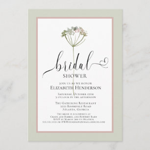 Sage Green Floral Heart Script Vrijgezellenfeest Kaart