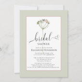 Sage Green Floral Heart Script Vrijgezellenfeest Kaart (Voorkant)