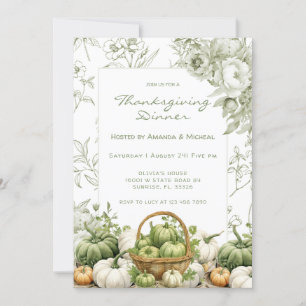 Sage Green Floral Herfst Thanksgiving Partij Kaart