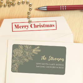 Sage Green Floral Holiday Retouradres Etiket