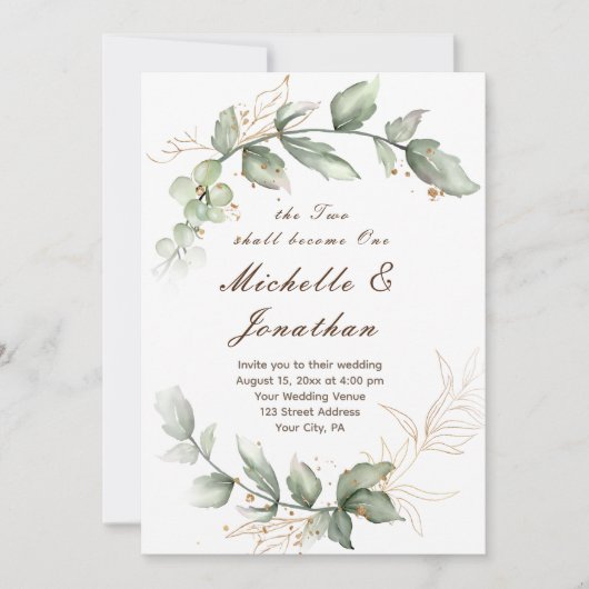 Sage Green Floral in één Christelijk huwelijk Kaart (Voorkant)